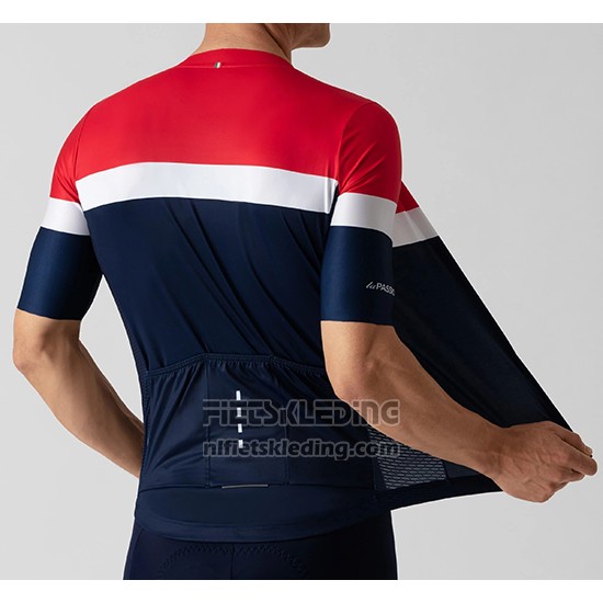 2019 Fietskleding La Passione Rood Wit Blauw Korte Mouwen en Koersbroek